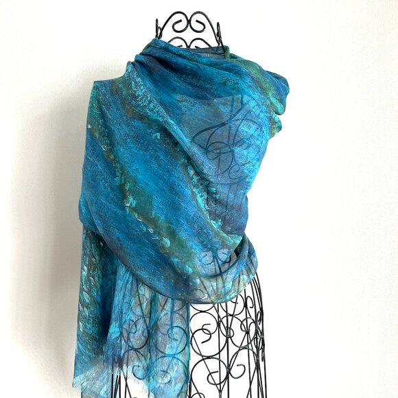 Origianl Art Scarf Wrap in Silk Modal Blend - Picture 5 of 10